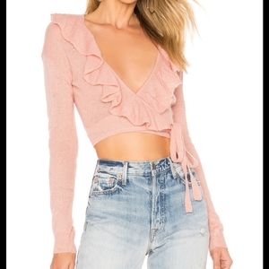Lovers + Friends Revolve Macaroon Wrap Pink Sweater, XS